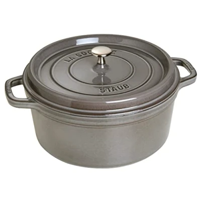Image of Staub 1003926 Cast Iron Roaster/Cocotte, Round 28 cm, 6.7 L, Graphite Grey