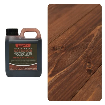 Image of Littlefair&#039;s Wood Stain Water Based 1ltr Outdoor Furniture Dye Light &amp; Dark Finishes Non Toxic Eco Friendly Formula Exterior for Crafts Colour: Sierra Redwood