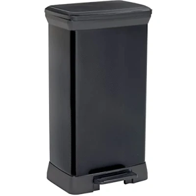 Image of Curver Metal Effect Pedal Touch Deco Bin, Black, 50 Litre
