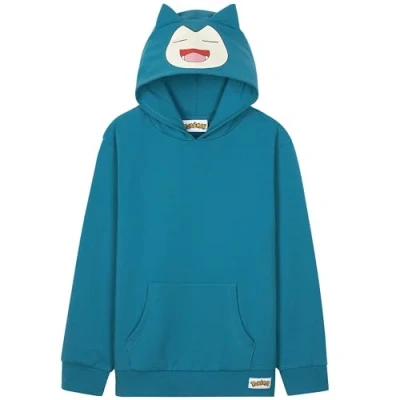 Image of Pokemon Hoodie Boys Teens Hooded Sweatshirt Soft Pikachu Pullover Casual Long Sleeve Jumper Kangaroo Pocket Anime Gifts (11 12 Years, Blue Snorlax)