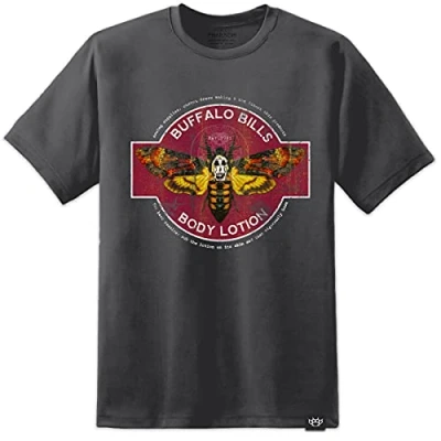 Image of Mens Buffalo Bill Silence of The Lambs T Shirt Body Lotion (XL (46/48&quot;)) Charcoal