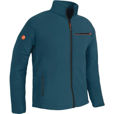 Image of ACE Fleece Jacket Warm Outdoor for Men Men&#039;s without Hood Zip &amp; Three Pockets Blue L