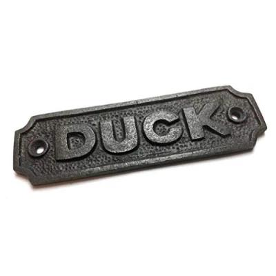 Image of Cast Iron DUCK Sign 115mm x 35mm c/w fixing screws.