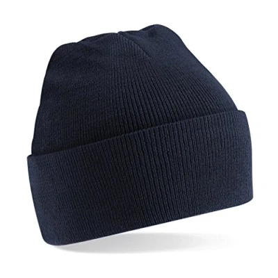 Image of Beechfield Turn up Beanie Baseball Cap, Blue (French Navy), One Size