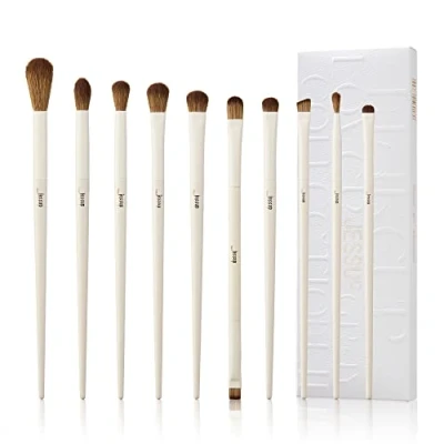 Image of Jessup Precision Makeup Brushes 10Pcs Eye Brush Set Premium Synthetic Eyeshadow Concealer Eyeliner Eyebrow Blending Highlight Brush, Light Grey T330