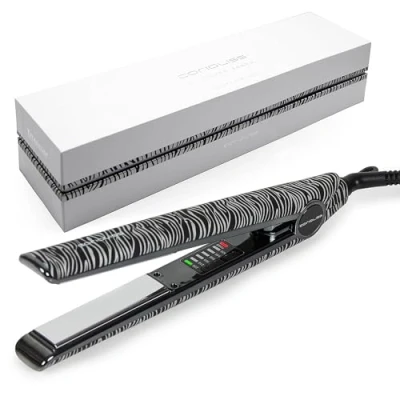 Image of Corioliss C1 Hair Straightener for Women Professional Titanium Plates Ionic Flat Iron Temperature Control 120C to 235C Straightening and Waves UK Plug Zebra Silver Soft Touch
