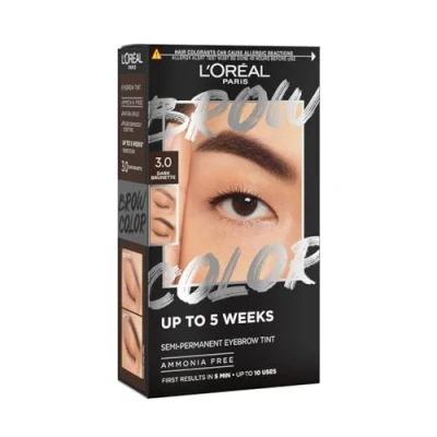 Image of L&#039;Oréal Paris, Semi Permanent Eyebrow Tint, Lasts Up to 5 Weeks, Visible Results in Minutes, 10 Uses, Ammonia Free, Brow colour, Shade: 3.0 Dark Brunette