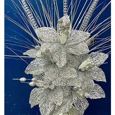 Image of Silver Glitter Flowers decoration Ornament Bling Crushed Diamond Gift CRYSTALLIZED 6 x &amp; Grass for vase Home present all Occasion Decor