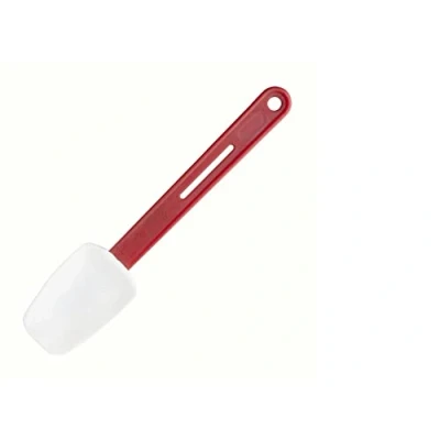 Image of Vogue Heat Resistant Spatula Spoon for Cooking 255mm/10 inch, Red, Spoonula, to 260C, Stain Resistant, Non Stick Cookware Compatible, Dishwasher Safe L029, Brown