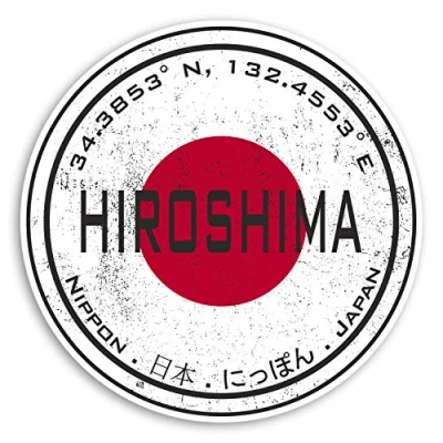 Image of 2 x 10cm Hiroshima Japan Vinyl Stickers Japanese Flag Sticker Luggage #20456 (10cm Wide)
