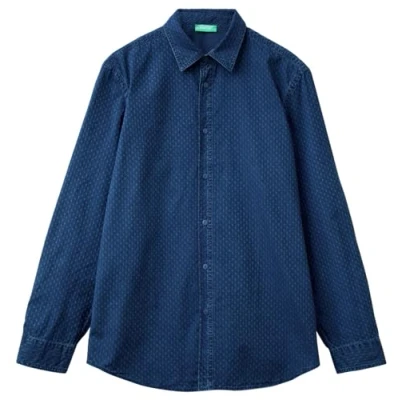 Image of United Colors of Benetton Men&#039;s 50ghuq03l Shirt, Blue 901, L