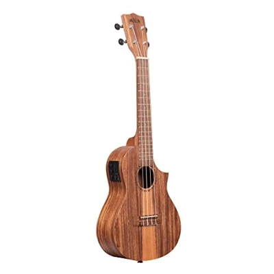 Image of KALA Teak Tri Top Concert Ukulele with Cutaway and EQ Included Padded Gig Bag