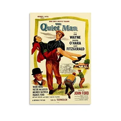 Image of KKMM Quiet Man Vintage Artwork Movie Poster Decorative Painting Canvas Wall Art Living Room Posters Bedroom 20x30inch(50x75cm)