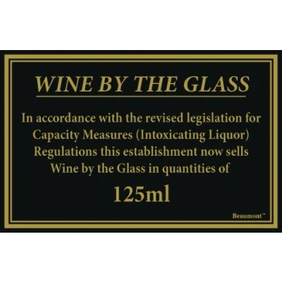 Image of 170x110mm 125ml Wine Law Sign
