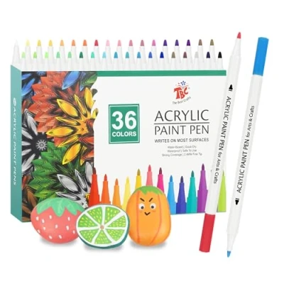 Image of TBC The Best Crafts Acrylic Paint Pen 36 Color waterproof, non toxic, odorless, suitable for paper, pottery, stones, backpacks, glass, eggs, fabrics, plastics, handicrafts, gift cards Gifts Kids
