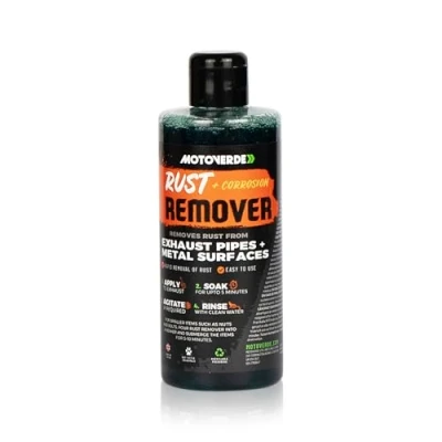 Image of Motoverde Rust Remover Gel for Motorcycle, 2 Stroke Exhausts, Exhaust Manifold, Chrome, Steel, and other metals Corrosion remover, Safe on all metals, 250ml