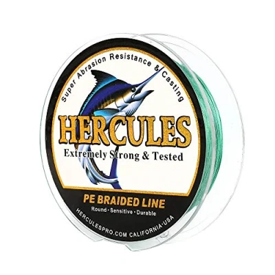 Image of Hercules Super Cast 100M 109 Yards Braided Fishing Line 50 LB Test for Saltwater Freshwater PE Braid Fish Lines Superline 8 Strands Green, 50LB (22.7KG), 0.37MM