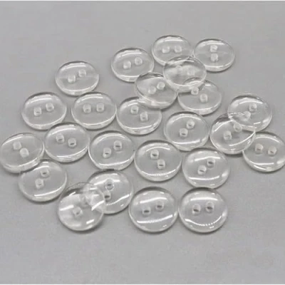Image of Plain Round 2 Hole Resin Buttons, 18mm 28L Pack of 25, Durable Clear Transparent Buttons for Sewing, Knitting, and Crafts