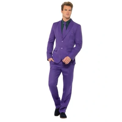 Image of Smiffys Purple Suit, with Jacket, Trousers and Tie, Stand Out Suits Fancy Dress, Comedy Dress Up Costumes