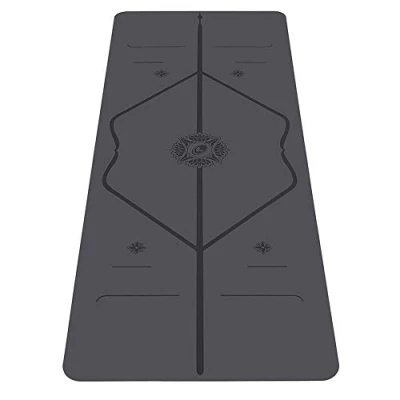 Image of Liforme Gratitude Yoga Mat Patented Alignment System, Warrior like Grip, Non slip, Eco friendly and Biodegradable, sweat resistant, Long, Wide Thick Special Edition (Gray)
