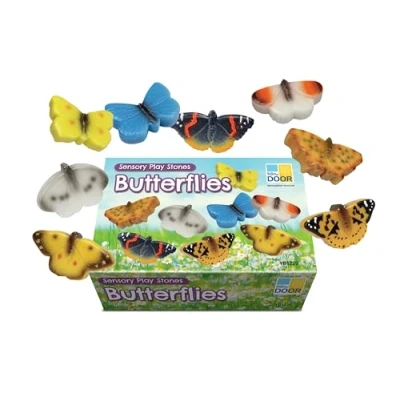 Image of Yellow Door Sensory Play Stones Butterflies Set of Eight Realistic Toy Butterfly Small World Pretend Figurines Early Educational Learning Mud Kitchen Outdoor