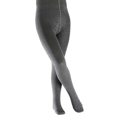 Image of FALKE Unisex Kids Comfort Wool K TI Warm Thick Plain 1 Pair Tights, Grey (Dark 3070), 9 11.5