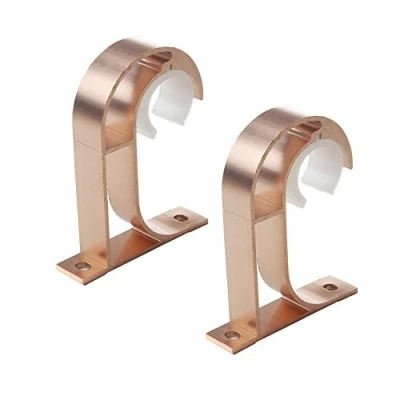 Image of iHomestyle Aluminum Alloy Curtain Rod Bracket,Curtain Holder,Curtain Supportor,Mounted on the Ceiling 2 Set (Red Copper)