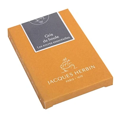 Image of Jacques Herbin Ref 11008JT Ink Cartridges for Fountain Pens International Size Gris de Houle/Swell Grey Box of 7 Prestige Collection