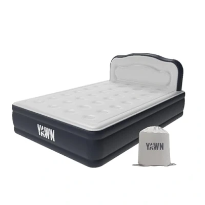 Image of YAWN AIR Bed Deluxe Self Inflating Airbed with Custom Fitted Sheet Included Great Guest Bed, Camping Mattress Built in Pump &amp; Headboard Available UK Single, Double King Size