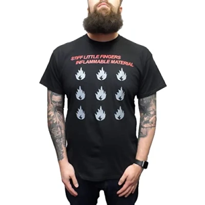 Image of Mazeys Mens Official Stiff Little Fingers T Shirts Inflammable Material 2XL
