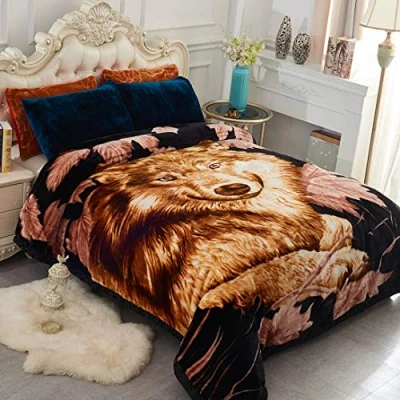 Image of JML Fleece Blanket, Plush Blanket King Size 85&quot; x 93&quot;, 10 Pounds Heavy Korean Mink Silky Soft and Warm, 2 Ply A&amp;B Printed Raschel Bed Wolfs