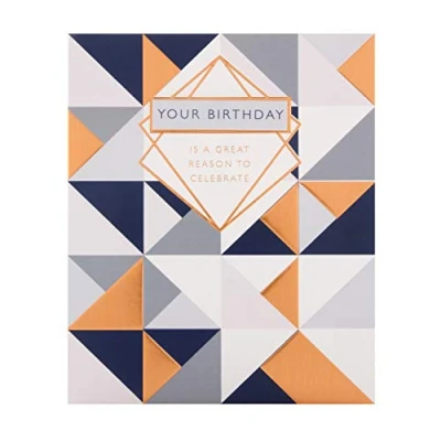 Image of Hallmark General Birthday Card Geometric Foiled Design with 3D Tag