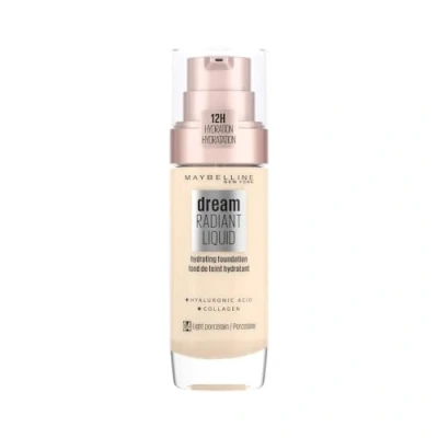 Image of Maybelline Foundation, Dream Radiant Liquid Hydrating Foundation With Hyaluronic Acid And Collagen Lightweight, Medium Coverage Up To 12 Hour Hydration 04 Light Porcelain