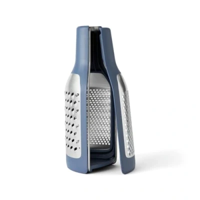 Image of Chef&#039;n 3 in 1 Box Grater and Hand Held Cheese Grater, Stainless Steel, Blue