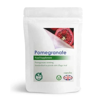 Image of Pomegranate 4000mg Extract Capsules (Vegan) 40% Ellagic Acid, Anti Ageing Properties (Pack of 120)
