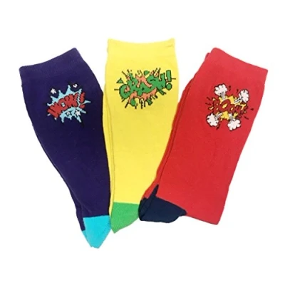 Image of 3x Pairs of Mens Cotton Rich Fun Novelty Comic Cartoon Slogan Socks/UK 7 11