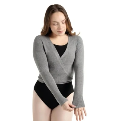 Image of Capezio Women&#039;s 11381w Wrap Sweater, Grey, L UK