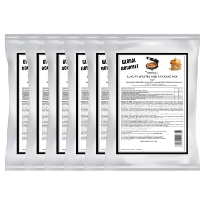 Image of Global Gourmet Luxury Belgian Style Waffle &amp; Pancake Mix 6 x 1KG Complete Ready for Liege Waffles Quick Delicious Value Size