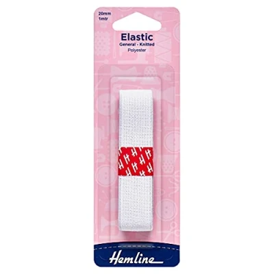Image of General Purpose Elastic Knitted, 1mx20mm White