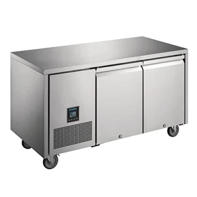 Image of Polar Refrigeration U Series 350W Premium Double Door Counter Fridge 267 Litre, Stainless Steel, 2C to 4C,850(H) x 1420(W) 660(D)mm, Lockable Doors with Integrated Handles, Energy Rating B, UA005
