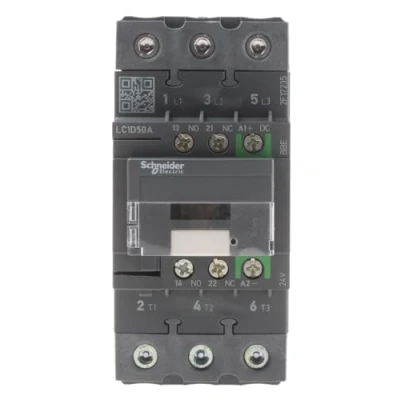 Image of Schneider LC1D50AB7 Contactor 22 / 50 kW 24V AC Volt 3 N/O Poles With 1 &amp; N/C Contact Configuration