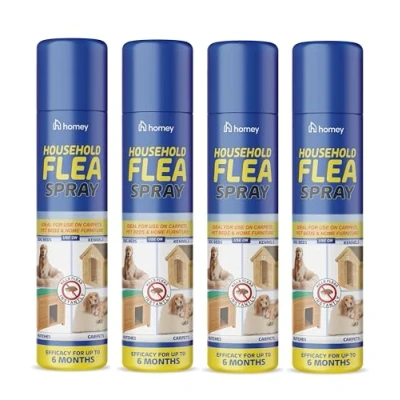 Image of Flea Killer Spray 4 x 200ml Aerosol Animal Dog Cat Tick Protection House