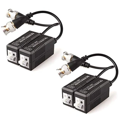 Image of TECHGEAR 4x CCTV Passive Video Balun BNC Connector Adapter Transmitter &amp; Transceiver, Male to Easy Press Fit UTP CAT5/5e/6/6e Cable for DVR Camera System (2 Pairs)