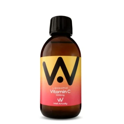 Image of WELL ACTUALLY Liposomal Vitamin C 1000mg High Bioavailability Powerful Liquid Supplement Supports Immunity, Skin, Brain, Joints, Energy Vegan (150ml 30 Servings)