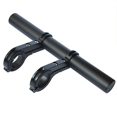 Image of UPANBIKE Bike Handlebar Extender Aluminum Alloy Bracket Extension for Bicycle Speedometer Mount Headlight Flashlight Lamp Holder (Black 20cm Double Clamp)