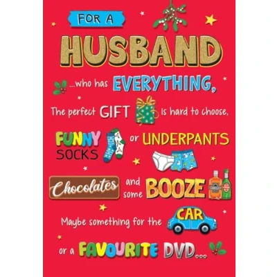Image of Regal Publishing Humour Christmas Card, Husband, Best gift 9 x 6 inches Piccadilly Greetings