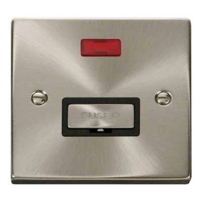 Image of Click Deco Ingot Fused Connection Unit with Neon in Black and Satin Chrome 13 A VpsC753BK