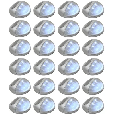 Image of vidaXL Outdoor Solar Wall Lamps LED 24 pcs Round Silver
