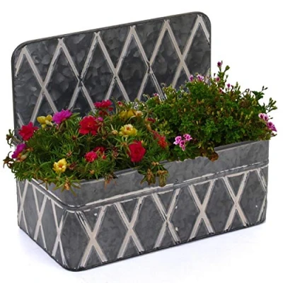 Image of marko Gardening Galvanised Planters Garden Hanging Balcony Wall Mounted Flowers Metal Plant Pots (Hanging Tray Planter)
