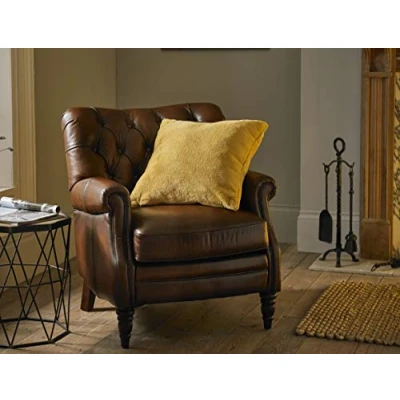 Image of Deyongs Luxurious Large Aspen Supersoft Faux Fur Filled Cushion in Amber Yellow 50cm x